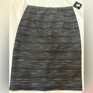Nanette Lenore Craftwork Tweed Skirt Career Pencil Charcoal Lined NWT Size 2